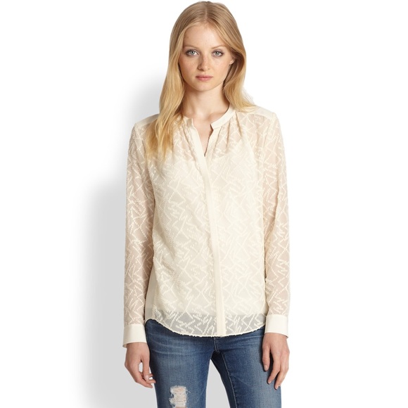 Rebecca Taylor Tops - Rebecca Taylor sheer Jacquard Top. Size 2